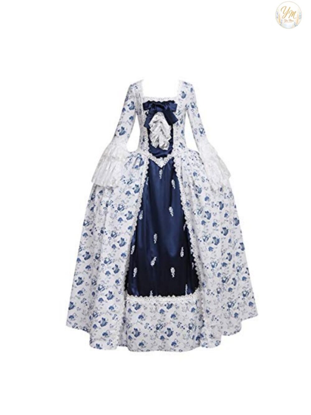 Victorian Rococo Dress Costume, Floral, Handmade, Dry Clean